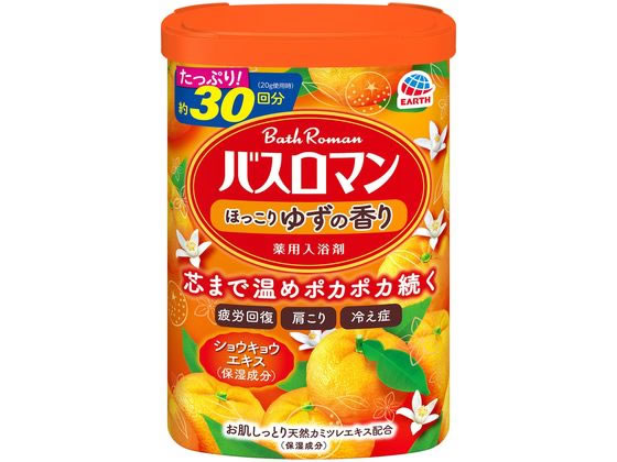 アース製薬 バスロマン ほっこりゆずの香り 600g 1缶（ご注文単位1缶)【直送品】