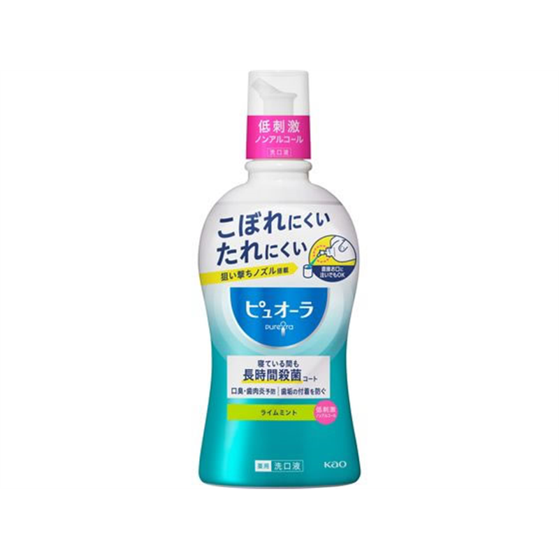 KAO 薬用ピュオーラ 洗口液 ノンアルコール ライムミント 420ml 1本（ご注文単位1本)【直送品】