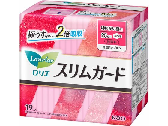 KAO ロリエ スリムガード 特に多い昼用 羽つき 19個 1パック（ご注文単位1パック)【直送品】