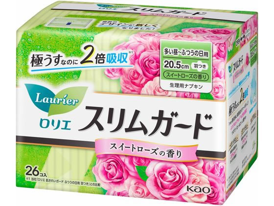 KAO ロリエスリムガード スイートローズ 多い昼ふつうの日 羽付26個 1パック（ご注文単位1パック)【直送品】
