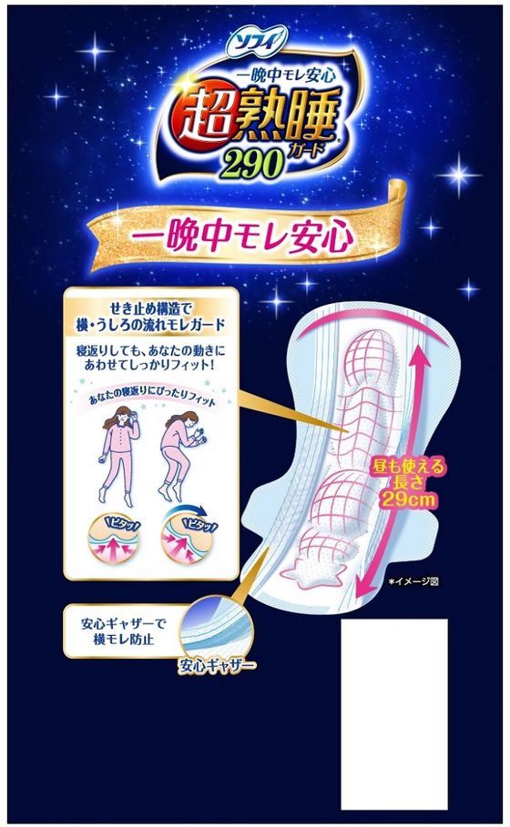 ユニ・チャーム ソフィ 超熟睡ガード 290 多い夜用 羽付 18枚 1個(ご注文単位1個)【直送品】