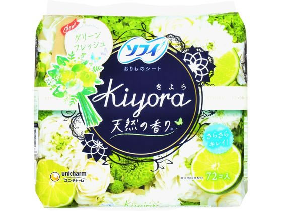 ユニチャーム ソフィKiyoraフレグランス グリーンフレッシュ 72枚 1パック（ご注文単位1パック)【直送品】