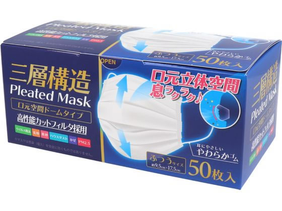 カネイシ 三層構造口元空間ドーム型マスクふつう 50枚入 405811 1箱（ご注文単位1箱)【直送品】