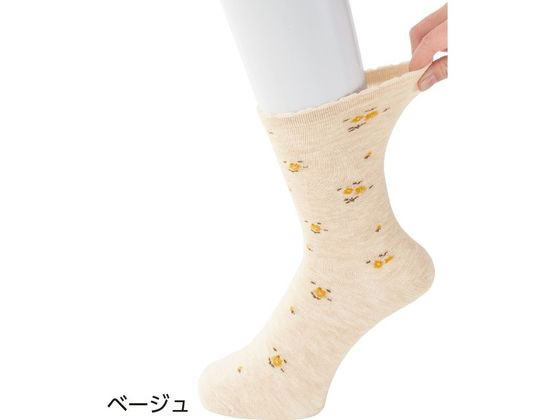 足首ゆったり名前の書ける柄ソックス婦人 ベージュ 22~24cm 1足(ご注文単位1足)【直送品】