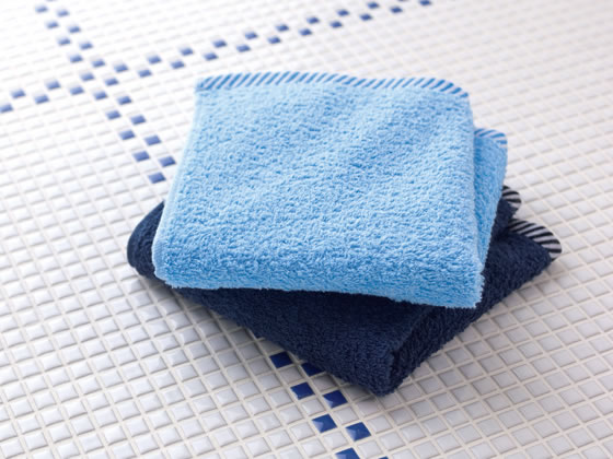 ボーダー入りハンドタオル 10枚セット ディープブルー 10200201 1パック（ご注文単位1パック)【直送品】