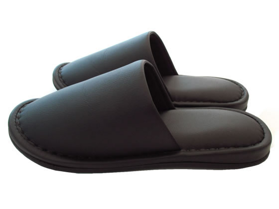 オクムラ マットビニールレザースリッパ ブラック AAAA6911BK 1足(ご注文単位1足)【直送品】