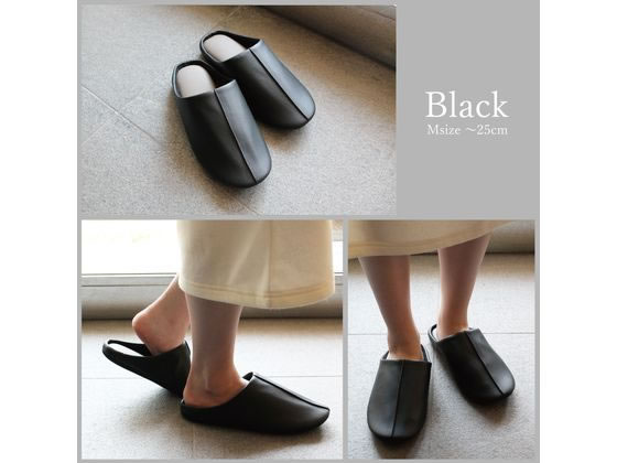 ストロング ゲストスリッパ フェイクレザー Black M 10-4-431-58 1足(ご注文単位1足)【直送品】