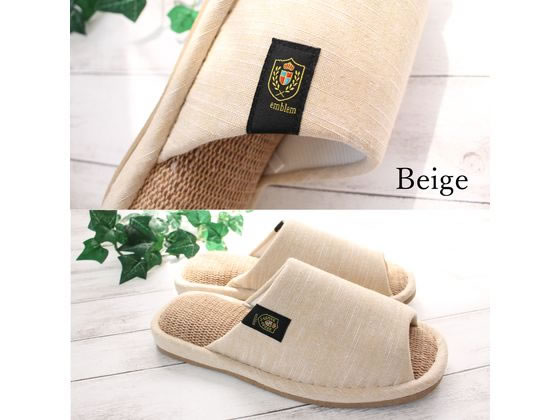 ストロング 麻混インソールスリッパ Mサイズ ベージュ 59-4-101-09 1足(ご注文単位1足)【直送品】