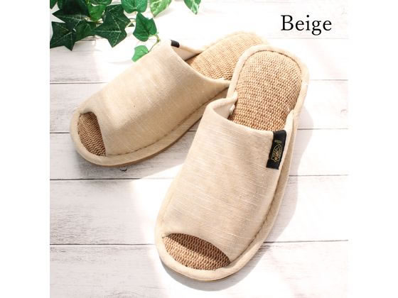 ストロング 麻混インソールスリッパ Mサイズ ベージュ 59-4-101-09 1足(ご注文単位1足)【直送品】