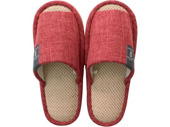 ストロング 綿麻インソール スリッパ Mサイズ レッド 71-4-122-01 1足(ご注文単位1足)【直送品】