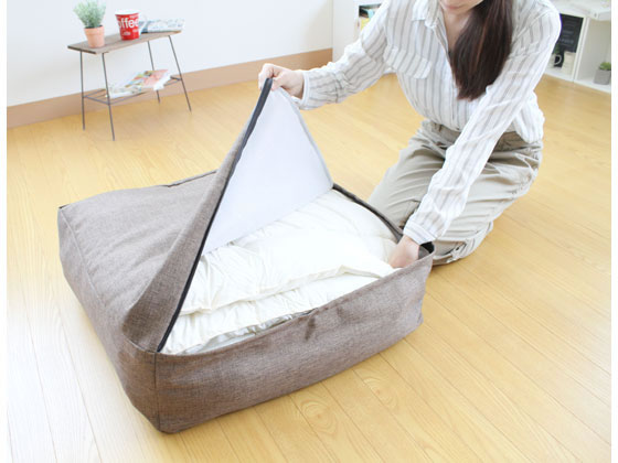 かけ布団がクッションになる ふとん収納袋 ブラウン 1個(ご注文単位1個)【直送品】