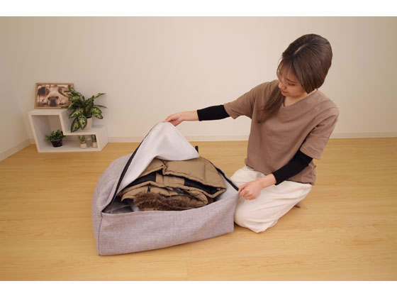 かけ布団がクッションになる ふとん収納袋 グレー 1個(ご注文単位1個)【直送品】