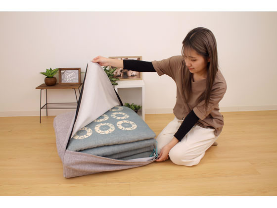 かけ布団がクッションになる ふとん収納袋 グレー 1個(ご注文単位1個)【直送品】
