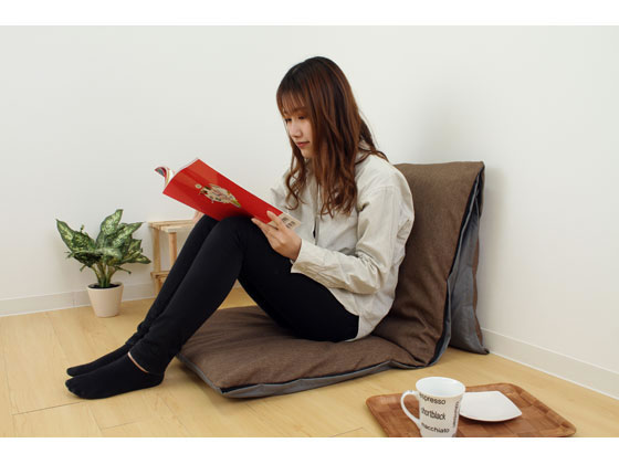 座布団がごろ寝クッションになる ざぶとん 収納袋 ブラウン 1個(ご注文単位1個)【直送品】