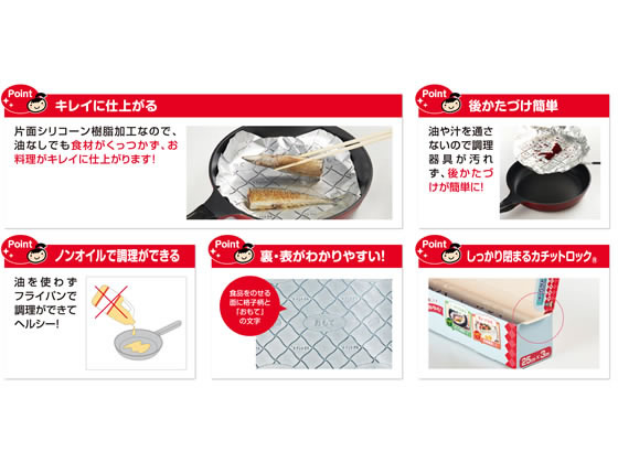 クレハ キチントさん フライパン用ホイルシート 25cm×7m 1個(ご注文単位1個)【直送品】