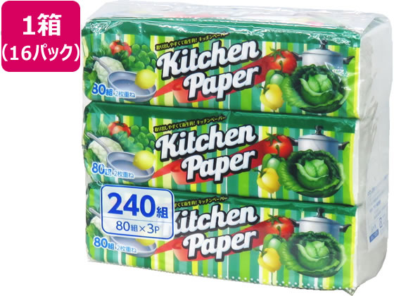アスト わたし百科キッチンペーパー 80組 3個×16パック 1箱（ご注文単位1箱)【直送品】