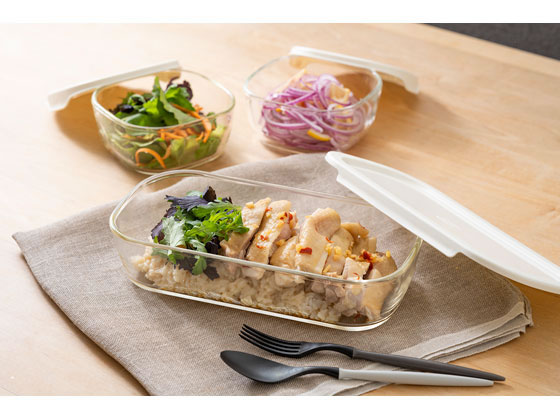 HARIO スタッキング 耐熱ガラスコンテナ M 3個 KSTL-M-3006-OW 1個(ご注文単位1個)【直送品】