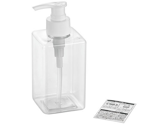 エコー金属 PET ポンプ ボトル 300ml 角型 (クリア) 1個（ご注文単位1個)【直送品】