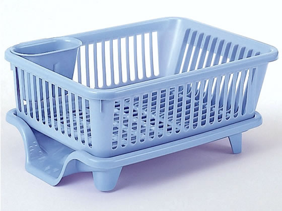 サンコープラスチック 皿立て水切りかご流 ヨコ型 パールブルー No.2 1台(ご注文単位1台)【直送品】