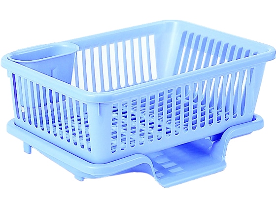 サンコープラスチック 皿立て水切りかご流 タテ型 パールブルー No.1 1台(ご注文単位1台)【直送品】