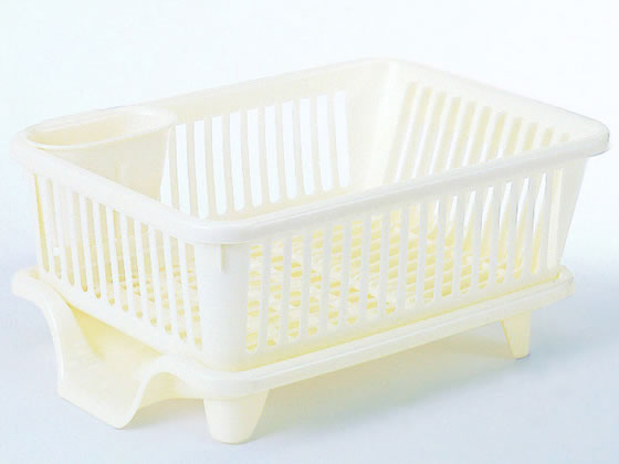 サンコープラスチック 皿立て水切りかご流 ヨコ型 パールホワイト No.2 1個(ご注文単位1個)【直送品】