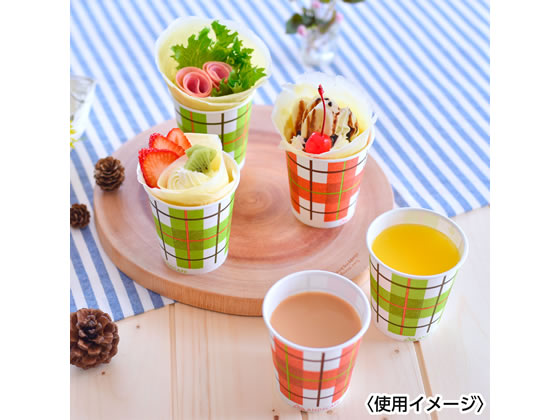 サンナップ アンドスケープペーパーカップ チェック 205ml 30個入 1パック(ご注文単位1パック)【直送品】