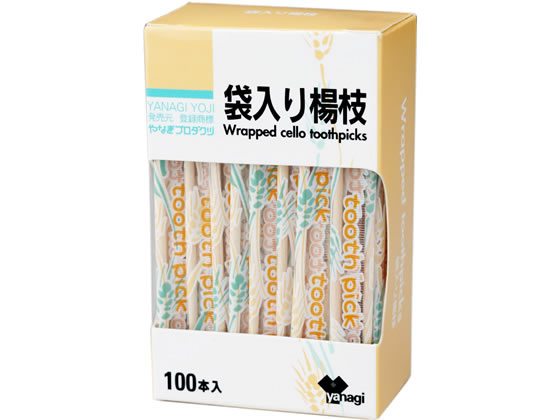 やなぎプロダクツ 透明袋入り楊枝100本 96060054 1個（ご注文単位1個)【直送品】