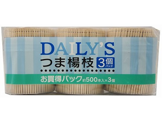 大和物産 デイリーズ楊枝 500本×3個 50617 1パック（ご注文単位1パック)【直送品】
