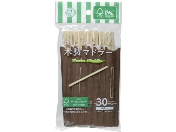 ストリックスデザイン 森にやさしい 木製マドラー 紙袋入り 30本 1パック(ご注文単位1パック)【直送品】