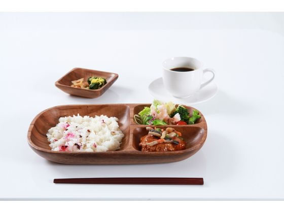 不二貿易 アカシア レクタングルトレイ L 仕切付 PH-65307 1個(ご注文単位1個)【直送品】