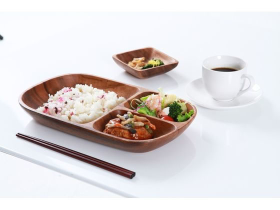 不二貿易 アカシア レクタングルトレイ L 仕切付 PH-65307 1個(ご注文単位1個)【直送品】