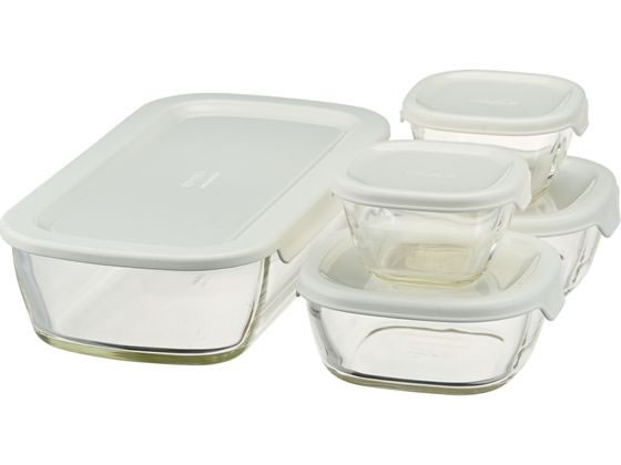 HARIO スタッキング 耐熱ガラスコンテナ 小鉢5個セット KSTL-3508-OW 1セット(ご注文単位1セット)【直送品】