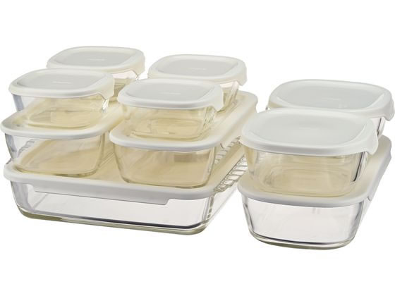 HARIO スタッキング 耐熱ガラスコンテナ 10個セット HKOZ-1002-OW 1セット(ご注文単位1セット)【直送品】