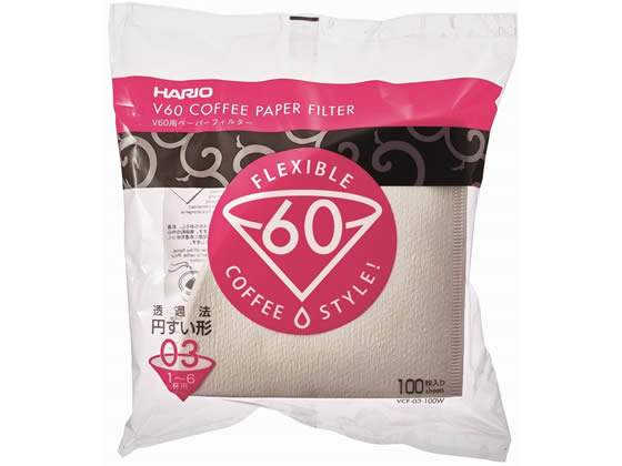 HARIO V60用ペーパーフィルター03W 100枚 VCF-03-100W 1パック（ご注文単位1パック)【直送品】
