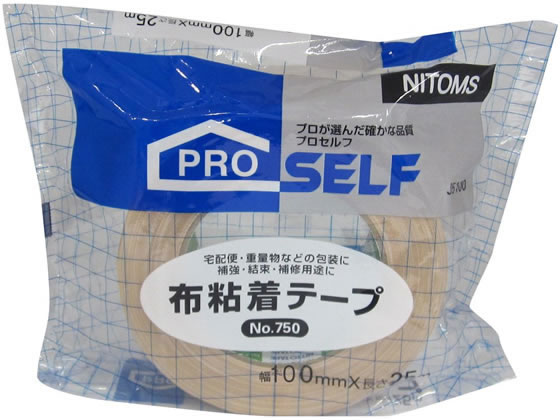 ニトムズ 布粘着テープNO.750 幅100mm×長さ25m J5120 1巻(ご注文単位1巻)【直送品】