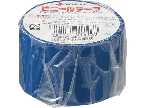 ニチバン ビニールテープ 青 38mm×10m VT-384 1巻(ご注文単位1巻)【直送品】