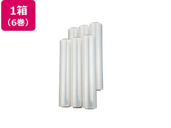ストレッチフィルム 15ミクロン 幅500mm×長さ300m 3インチ 6巻 1箱（ご注文単位1箱)【直送品】