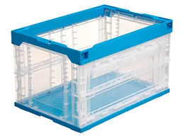 三甲 折りたたみコンテナ長側面扉付50Lタイプ フタなし 5個 1セット（ご注文単位1セット)【直送品】