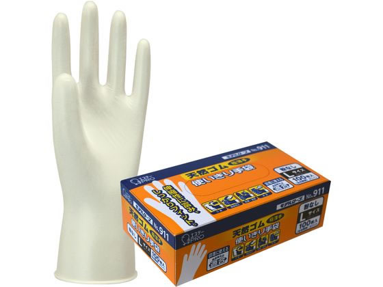 エステー モデルローブ NO.911 天然ゴム使い切り手袋 L 100枚 1箱(ご注文単位1箱)【直送品】