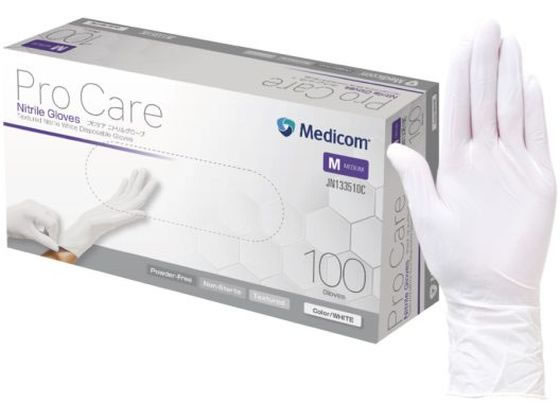 ARメディコム プロケアニトリルグローブ ホワイト M 100枚入 JN133510C 1箱（ご注文単位1箱)【直送品】