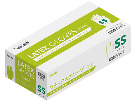 川西工業 天然ゴム使いきり極薄手袋 粉付SS100枚 #2133 1箱(ご注文単位1箱)【直送品】