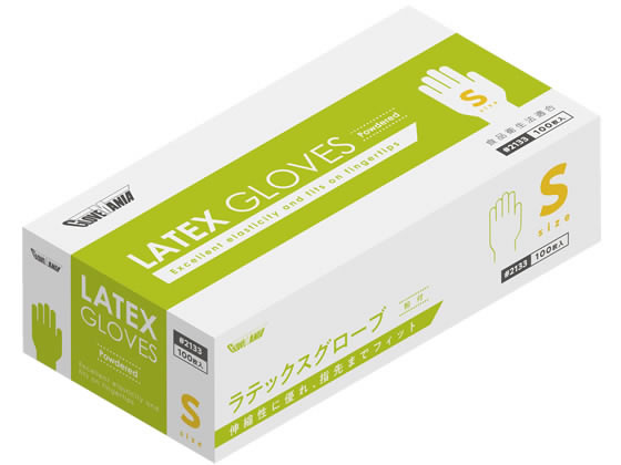 川西工業 天然ゴム使いきり極薄手袋 粉付S 100枚 #2133 1箱(ご注文単位1箱)【直送品】
