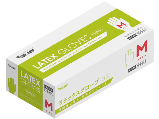 川西工業 天然ゴム使いきり極薄手袋 粉付M100枚 #2133 1箱(ご注文単位1箱)【直送品】