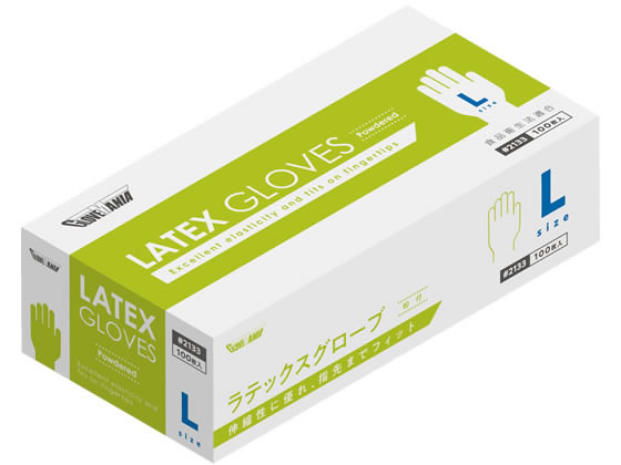 川西工業 天然ゴム使いきり極薄手袋 粉付L 100枚 #2133 1箱(ご注文単位1箱)【直送品】