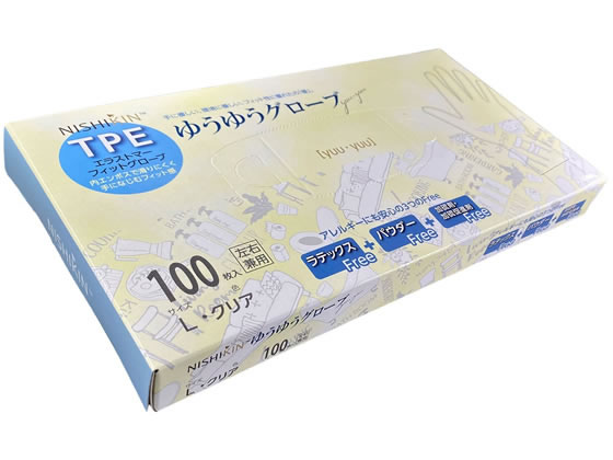錦尚金 ゆうゆうグローブTPE 手袋 L 100枚 384903 1箱(ご注文単位1箱)【直送品】