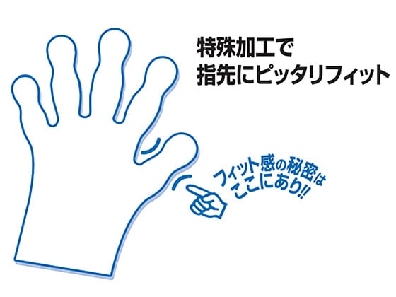 川西工業 ポリエチレン手袋 フィットタイプ外エンボス ブルー Mサイズ 1パック(ご注文単位1パック)【直送品】