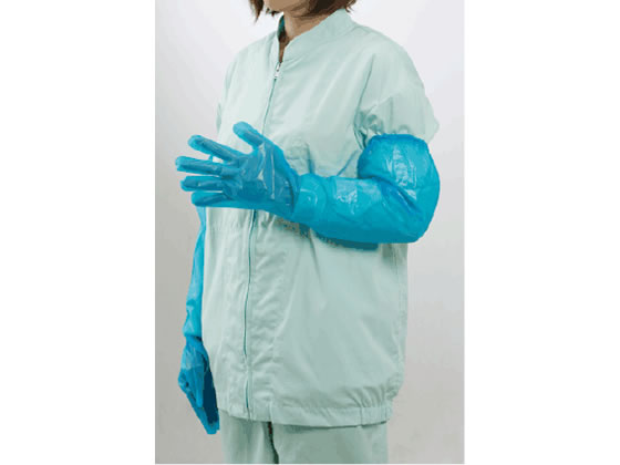 川西工業 ポリエチエンボスロング フリー ブルー 30枚 #2011 1箱(ご注文単位1箱)【直送品】