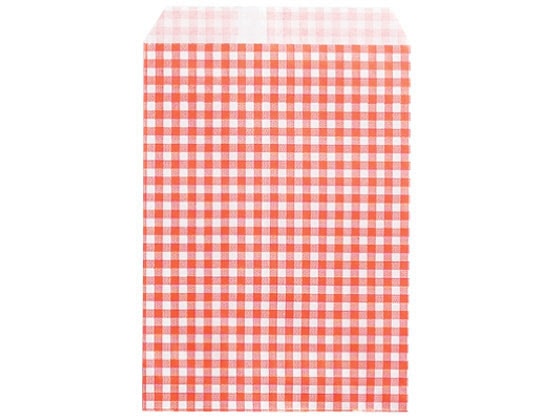 タカ印 ギフトバッグ 平袋 ギンガムあか 105×150mm 200枚 1束（ご注文単位1束)【直送品】