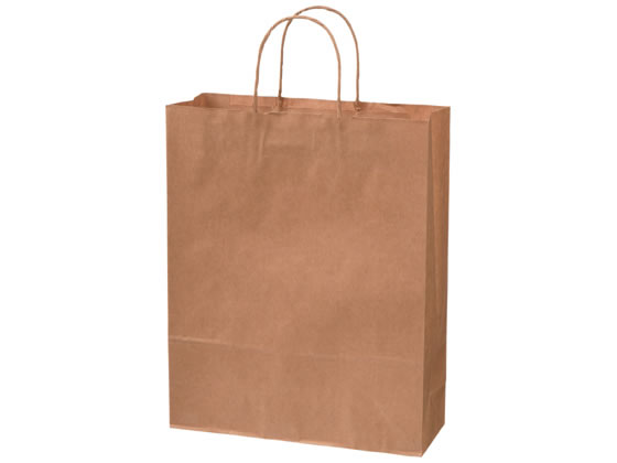 スーパーバッグ 紙手提袋 茶無地 丸紐L 50枚 1パック(ご注文単位1パック)【直送品】