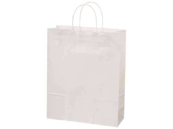 スーパーバッグ 紙手提袋 白無地 丸紐L 50枚 1パック（ご注文単位1パック)【直送品】